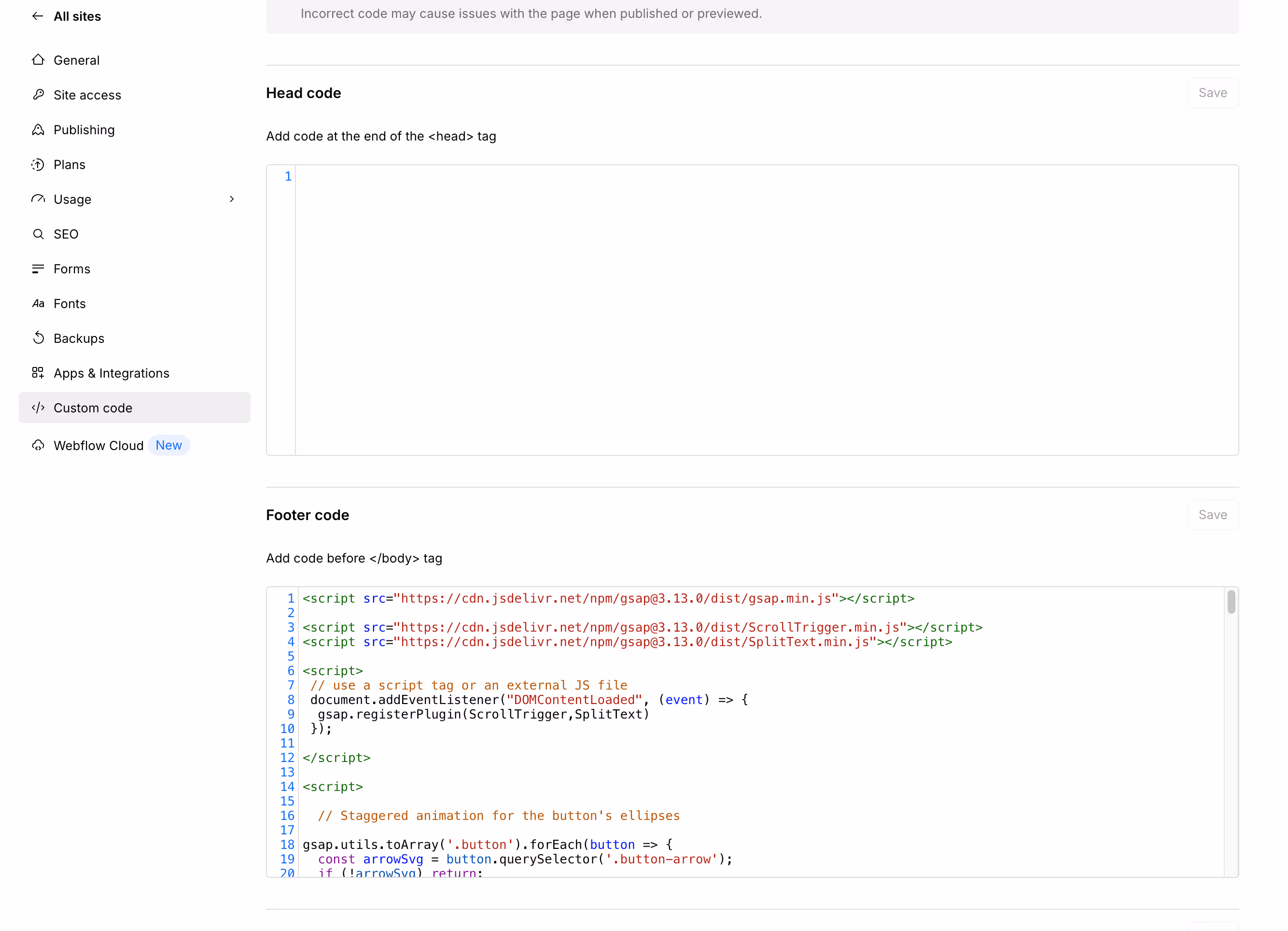 Image showing instruction for GSAP code