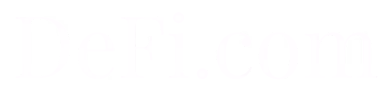 Text reading 'DeFi.com' in white on a black background.
