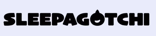 Bold black text reading SLEEPAGOTCHI on a light blue background.