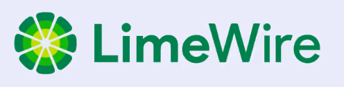 LimeWire logo with green segmented circular design and green text on light background.