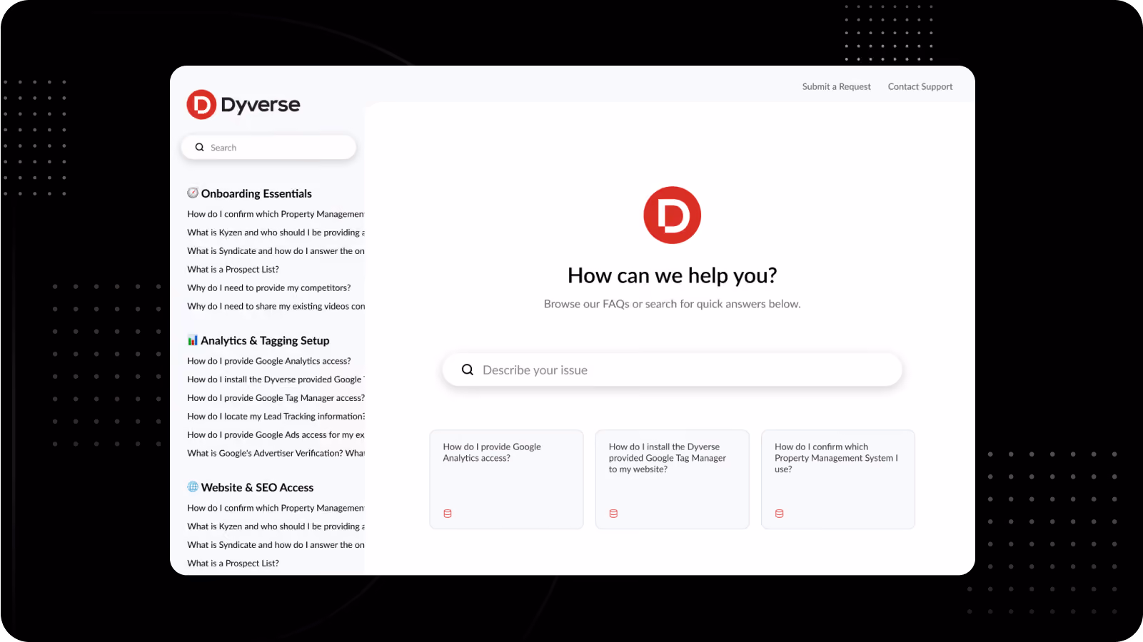 Onboarding FAQ Landing Page