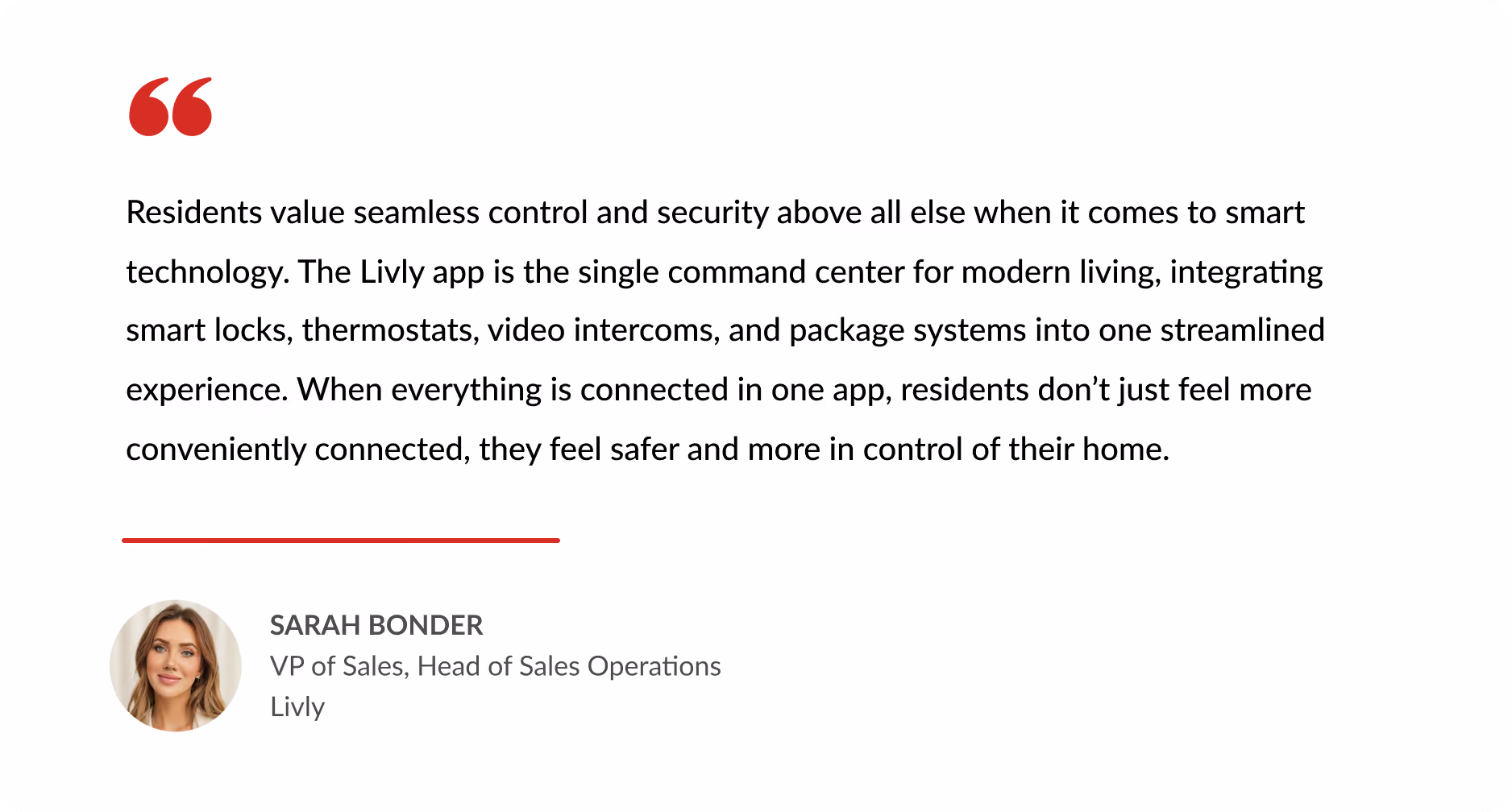 A quote from Sarah Bonder at Livly