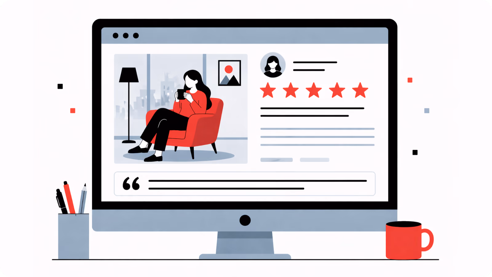A computer screen displaying a review