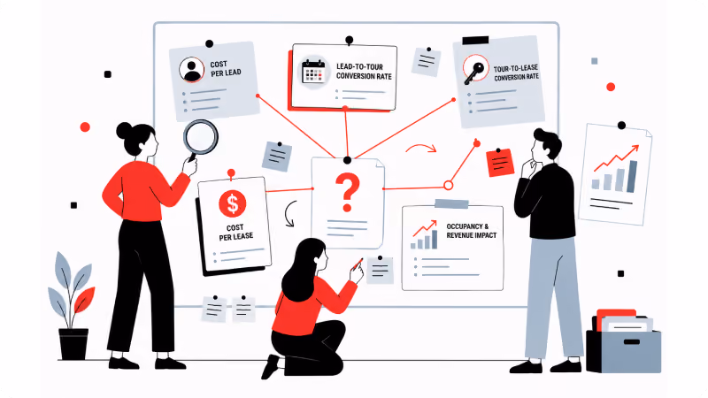 People using a detective board to investigate different KPI metrics