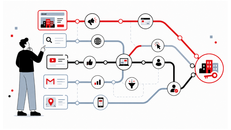 A man analyzing data connections and strategies. 
