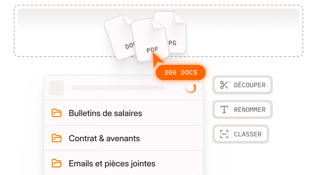 Illustration Découpe, tri et analyse des documents