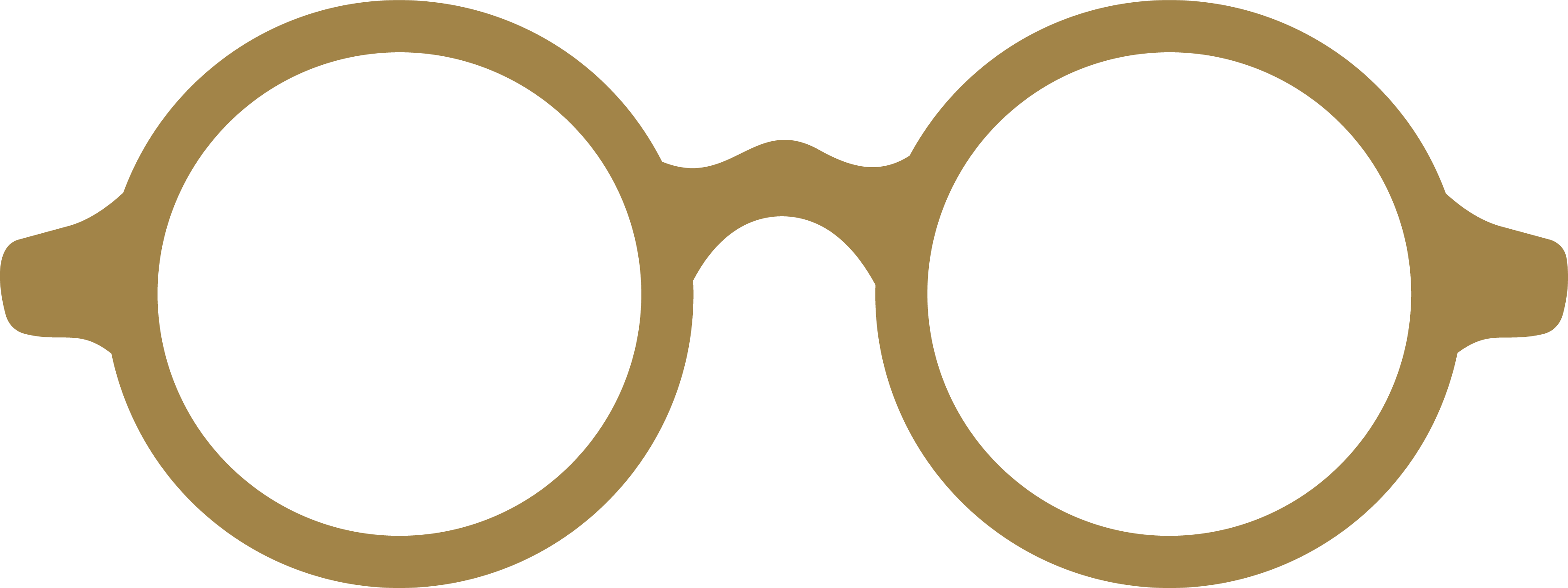 Simple brown outlines of round eyeglass frames with a keyhole bridge.