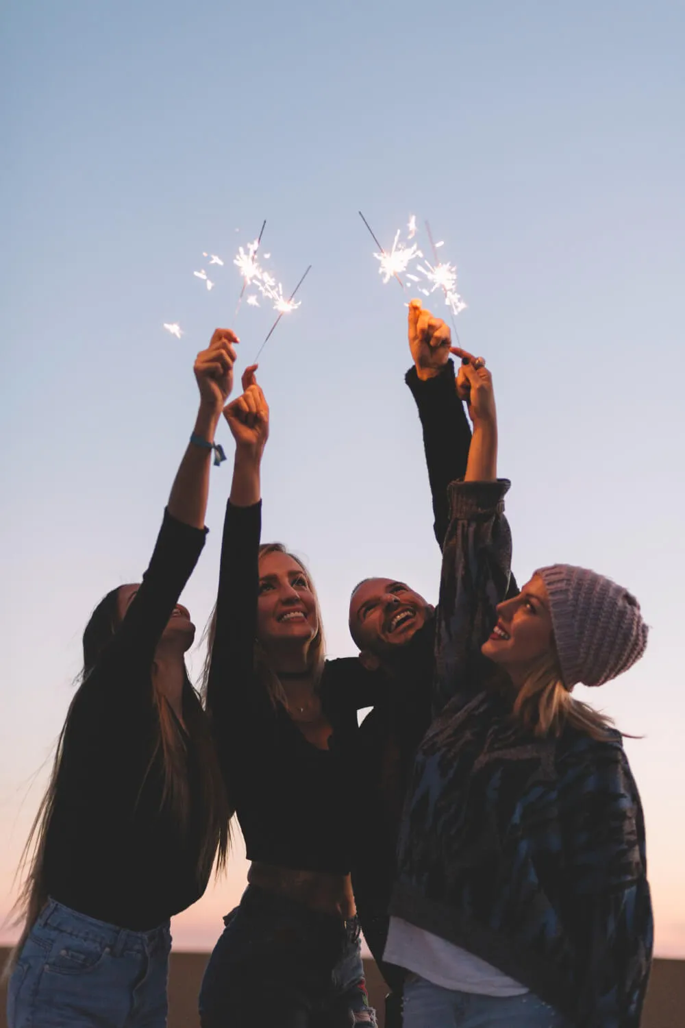 friends with sparklers