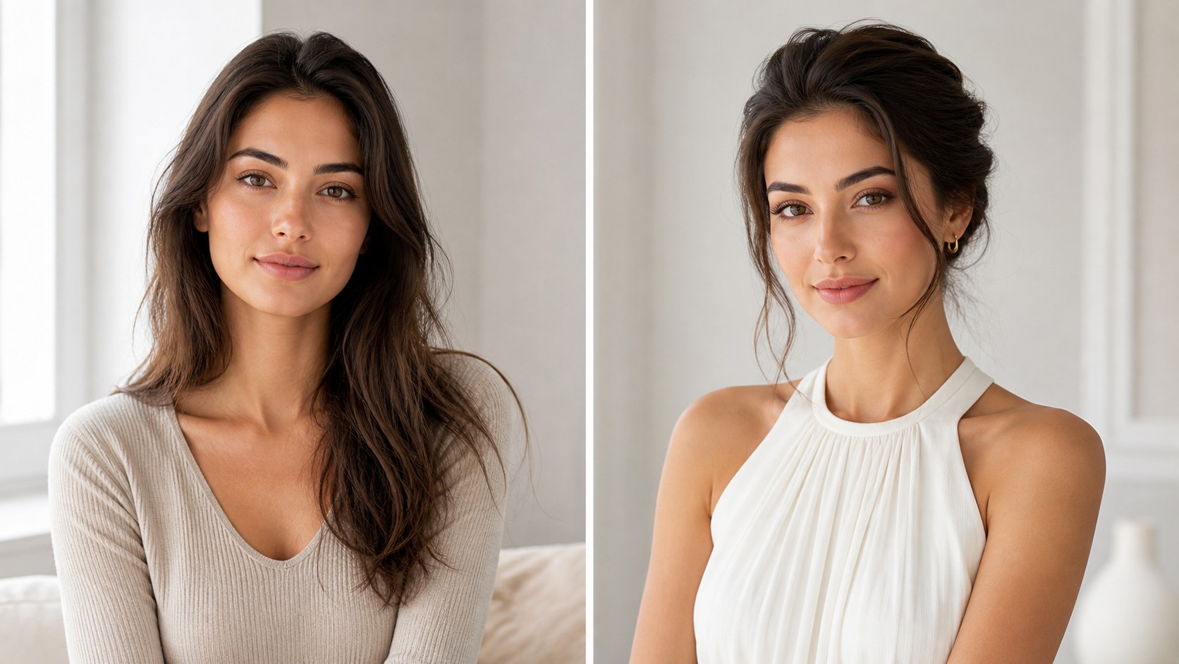 Layered and long hairstyles with crown volume for round faces