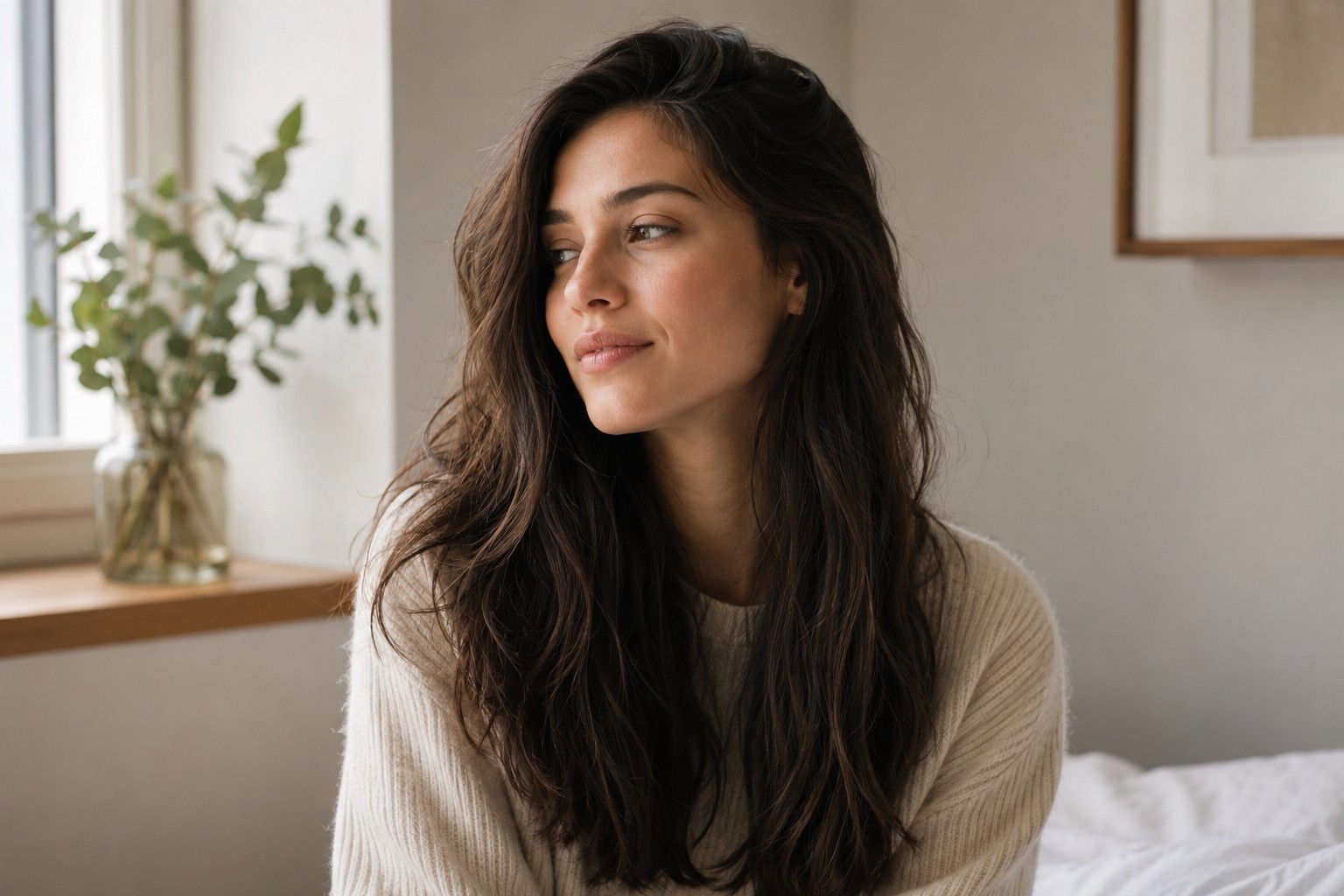 Effortless low-maintenance hair — natural fall, minimal product, no daily heat tools required.