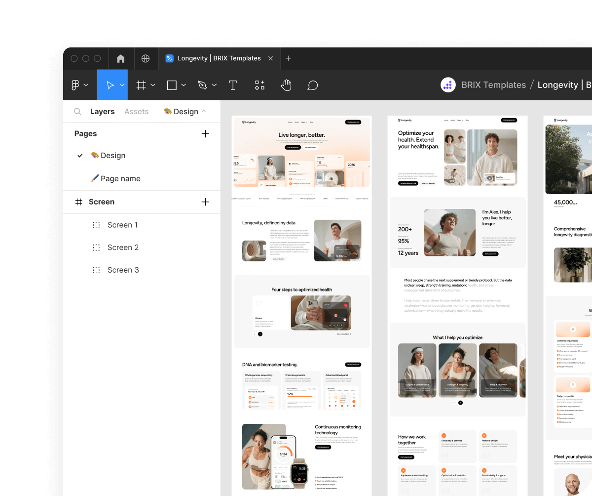 Longevity - Figma File Included - Longevity Center Webflow Template | BRIX Template
