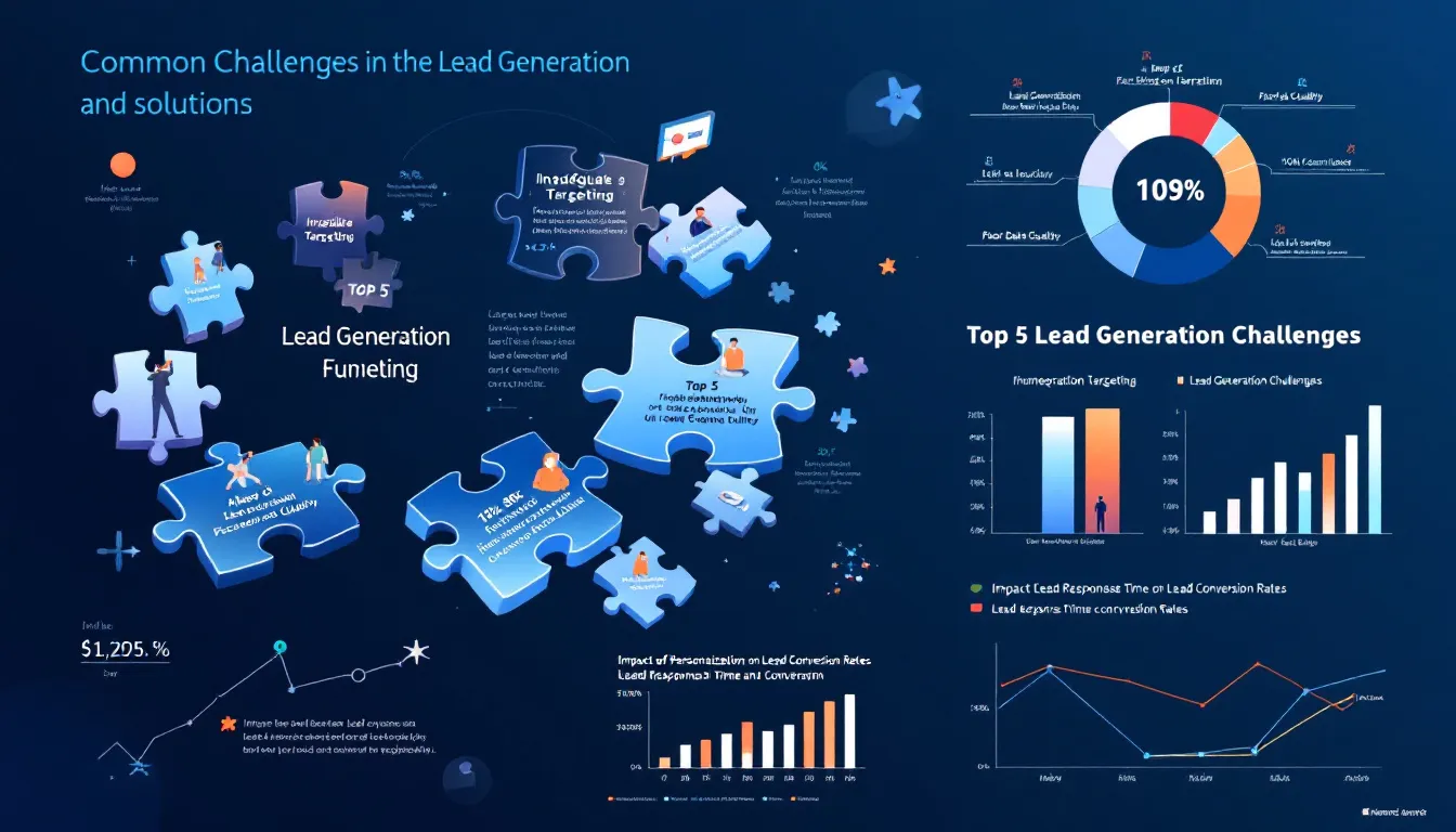 An image depicting common challenges in lead generation and potential solutions.