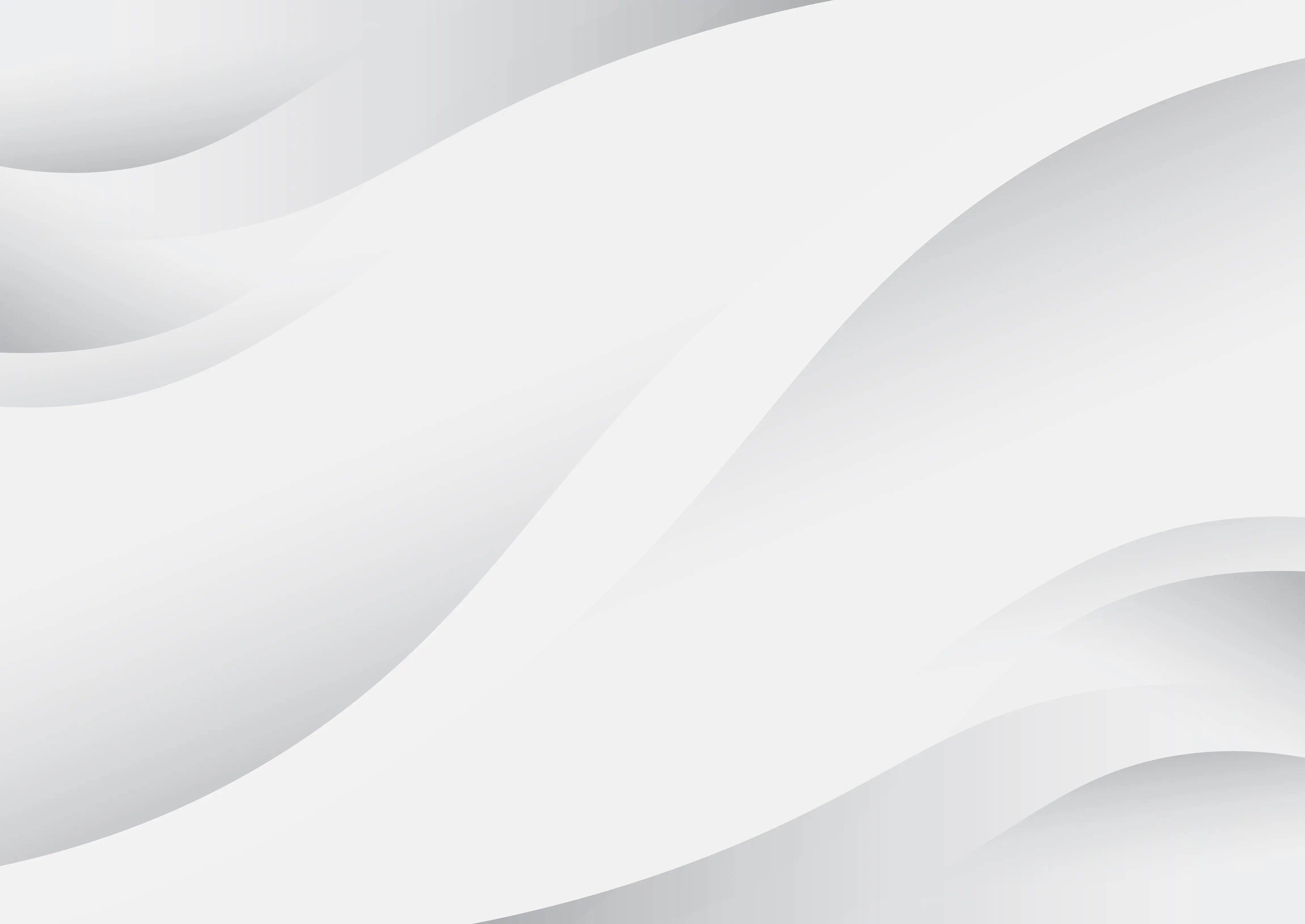 Abstract white and gray wave-like curved shapes creating a smooth flowing pattern.