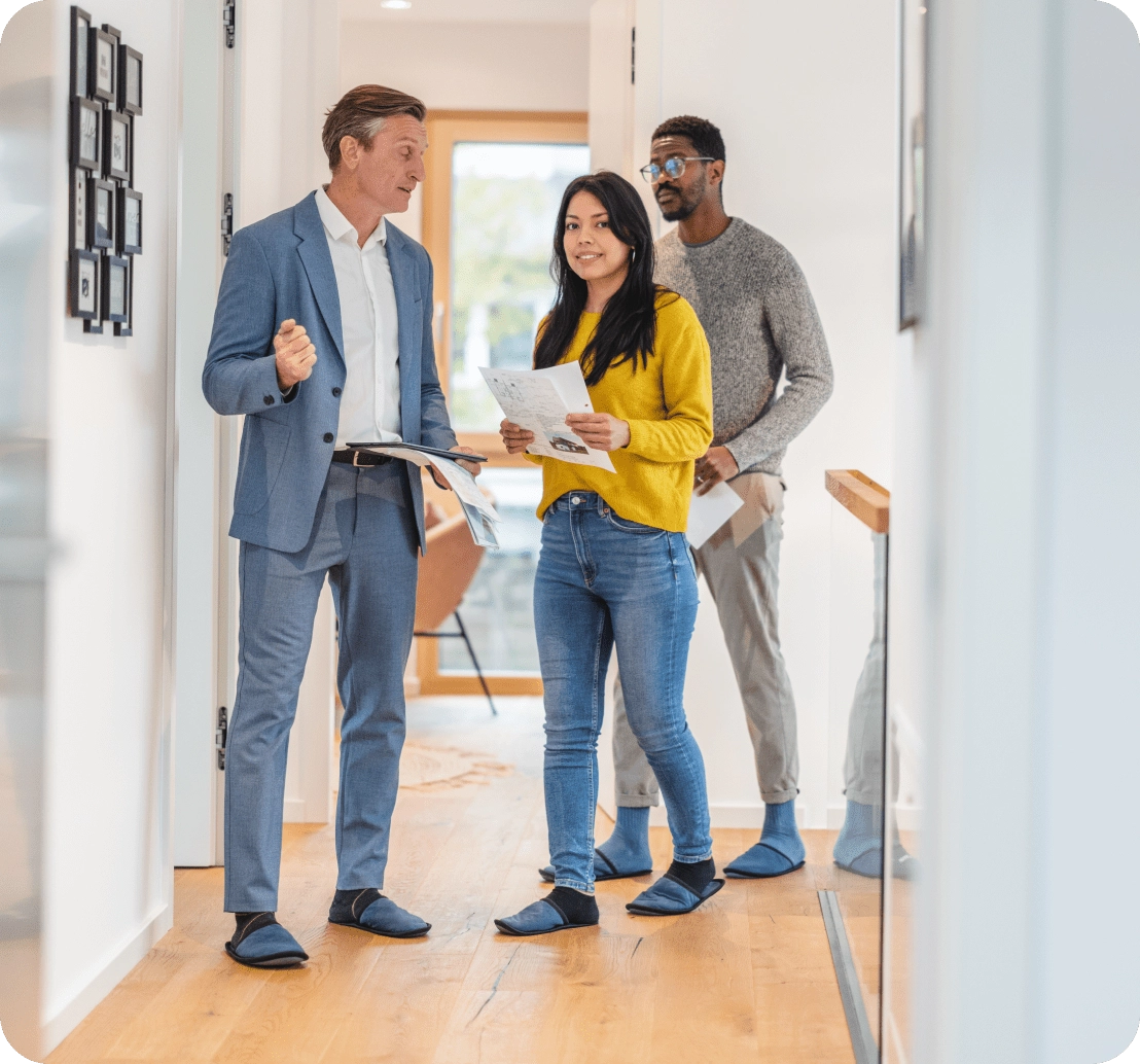 Property management team discussing flexible payments