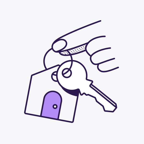 Illustration of a hand holding house keys