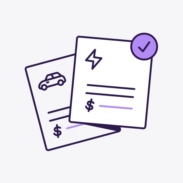 Illustration of everyday bills - car, utilities, internet