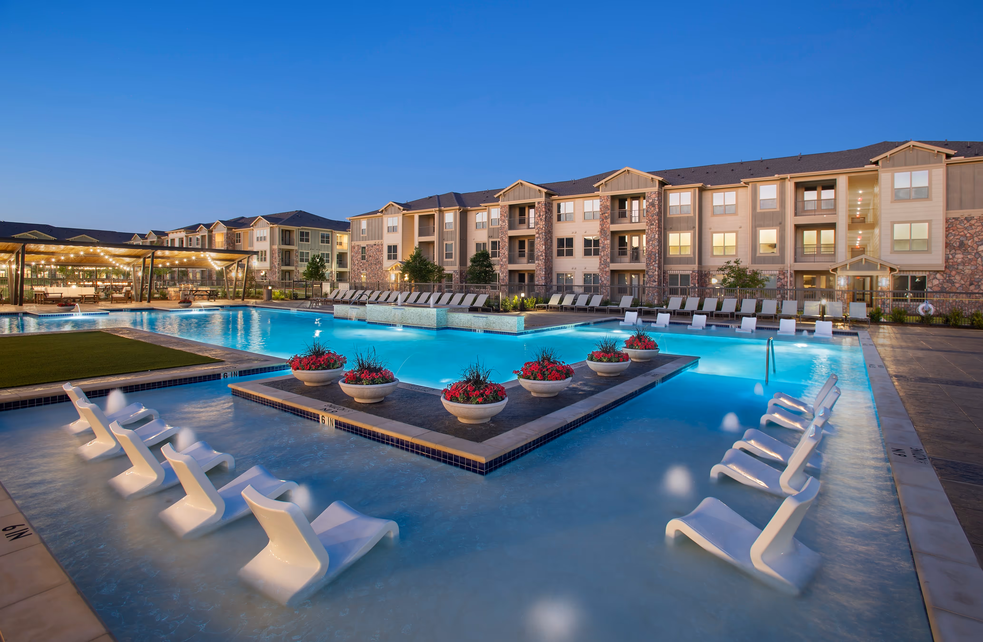 Swimming pool with lounge chairs