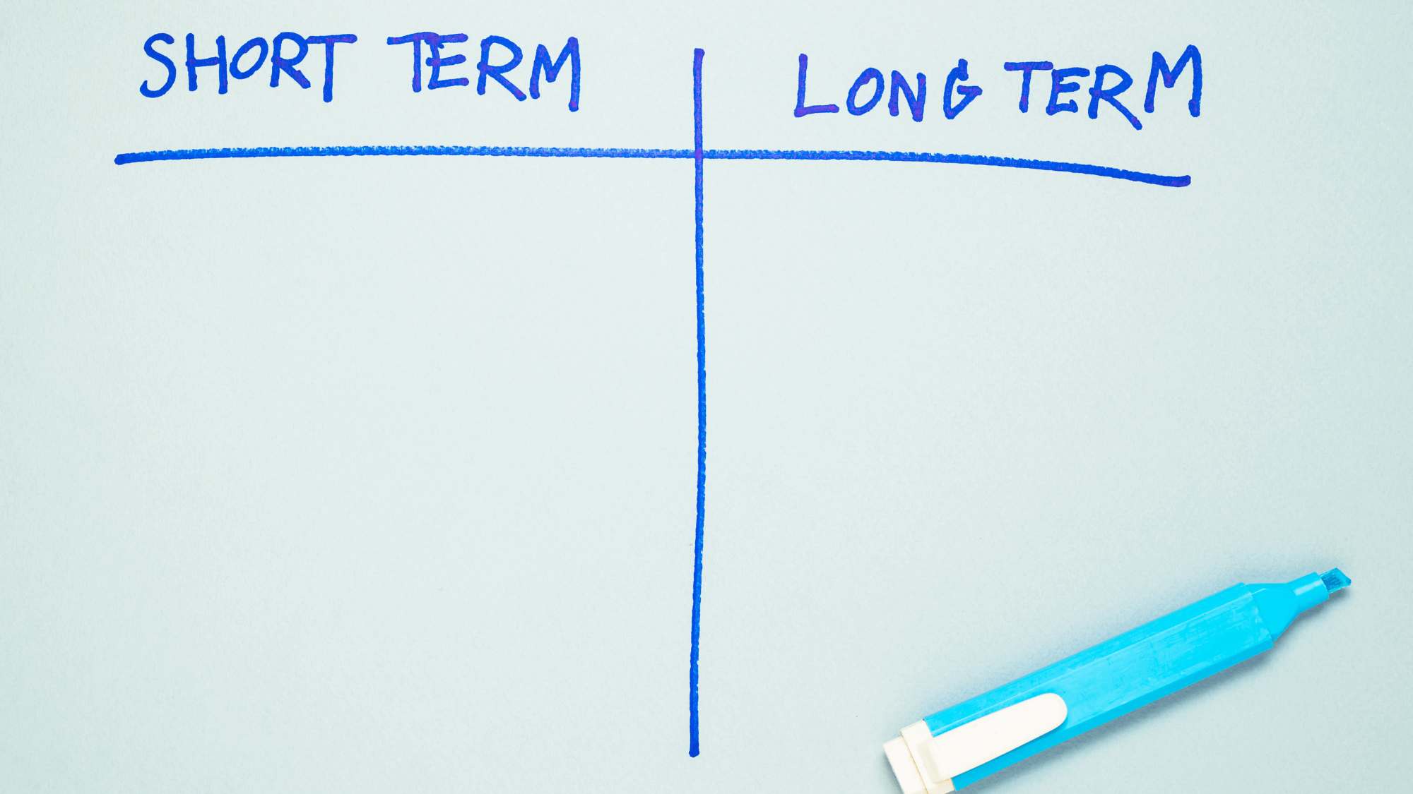 A table-like drawing that differentiates Short-Term and Long-Term