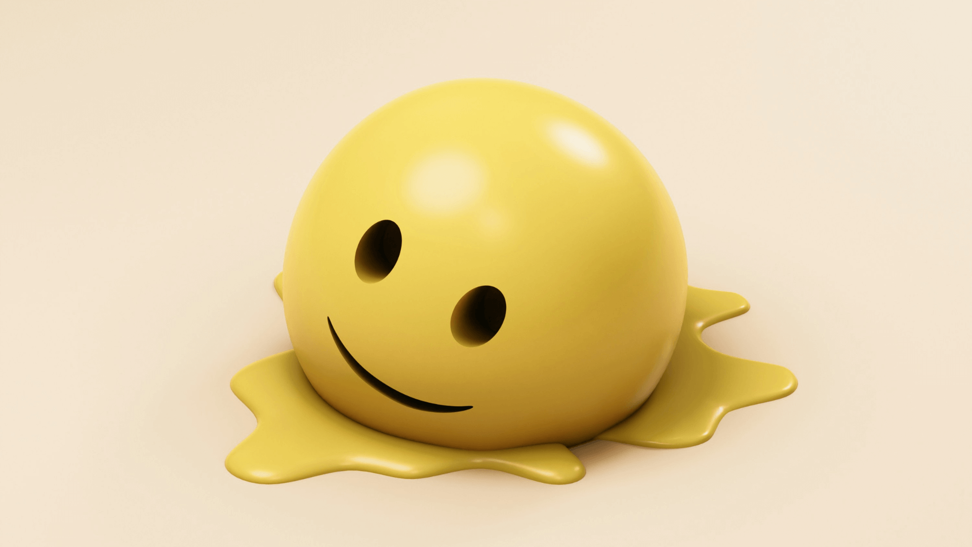 A melting smiley faced emoji