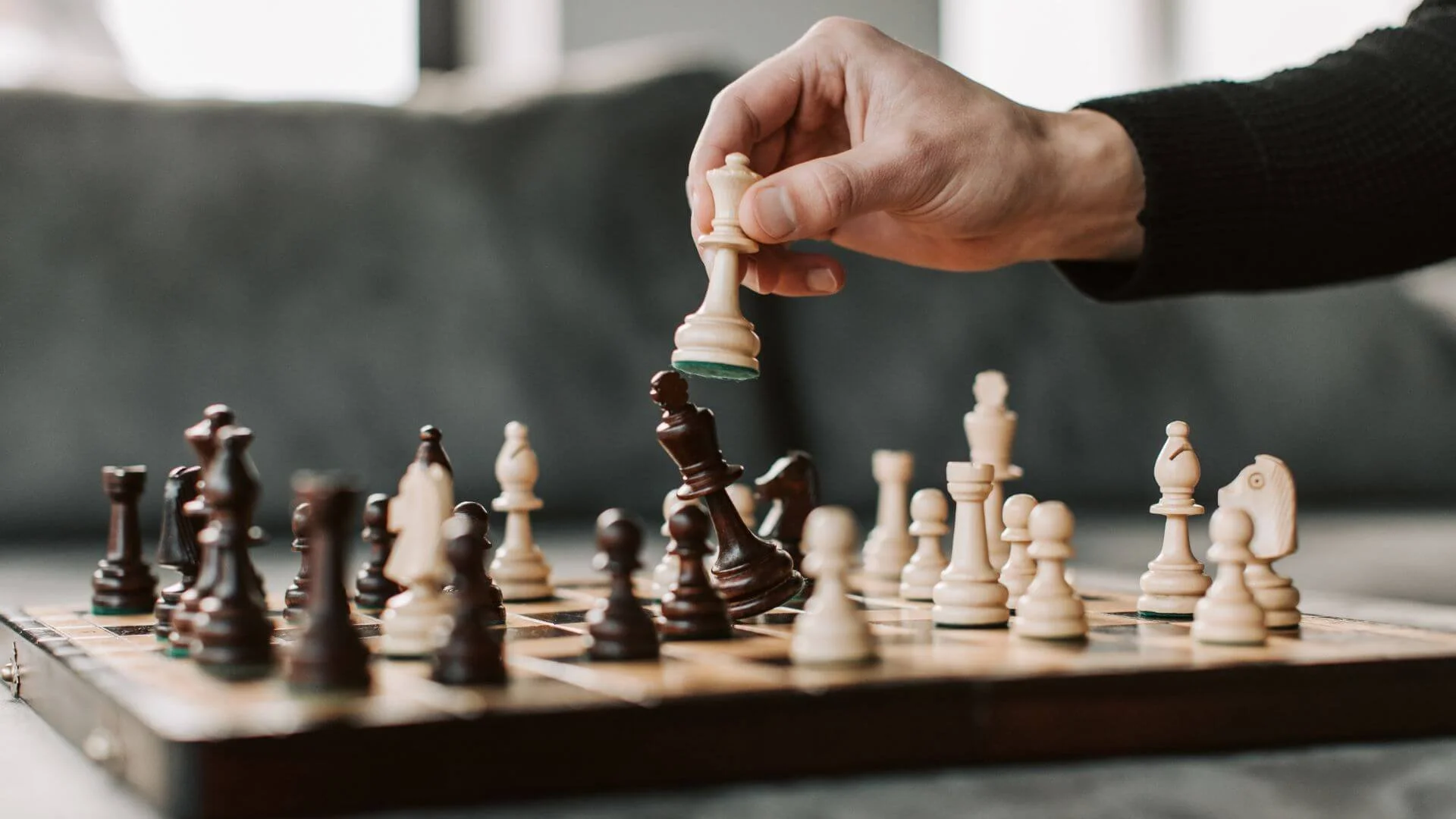 A person playing chess