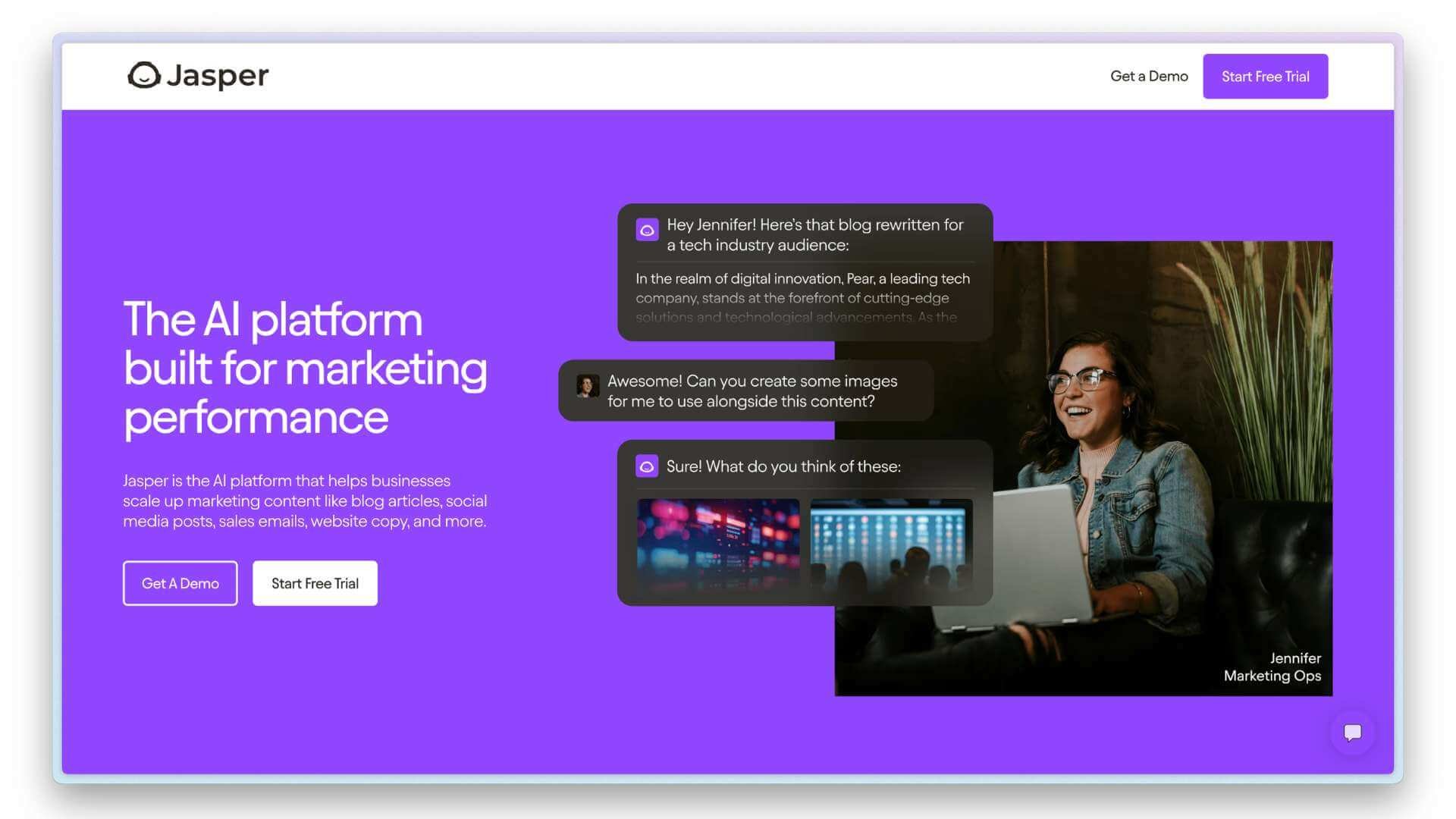 Website view of Jasper AI