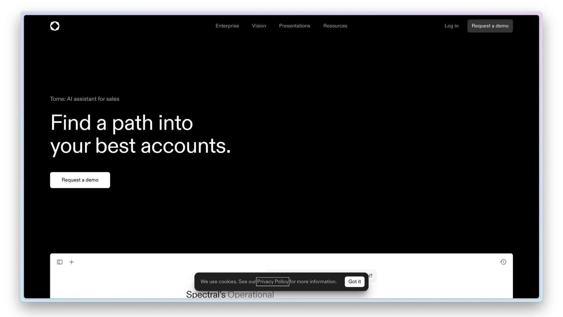 Website view of Tome