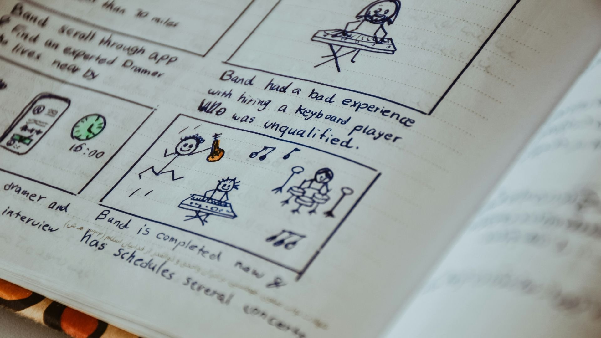Page of a book with hand-made drawings