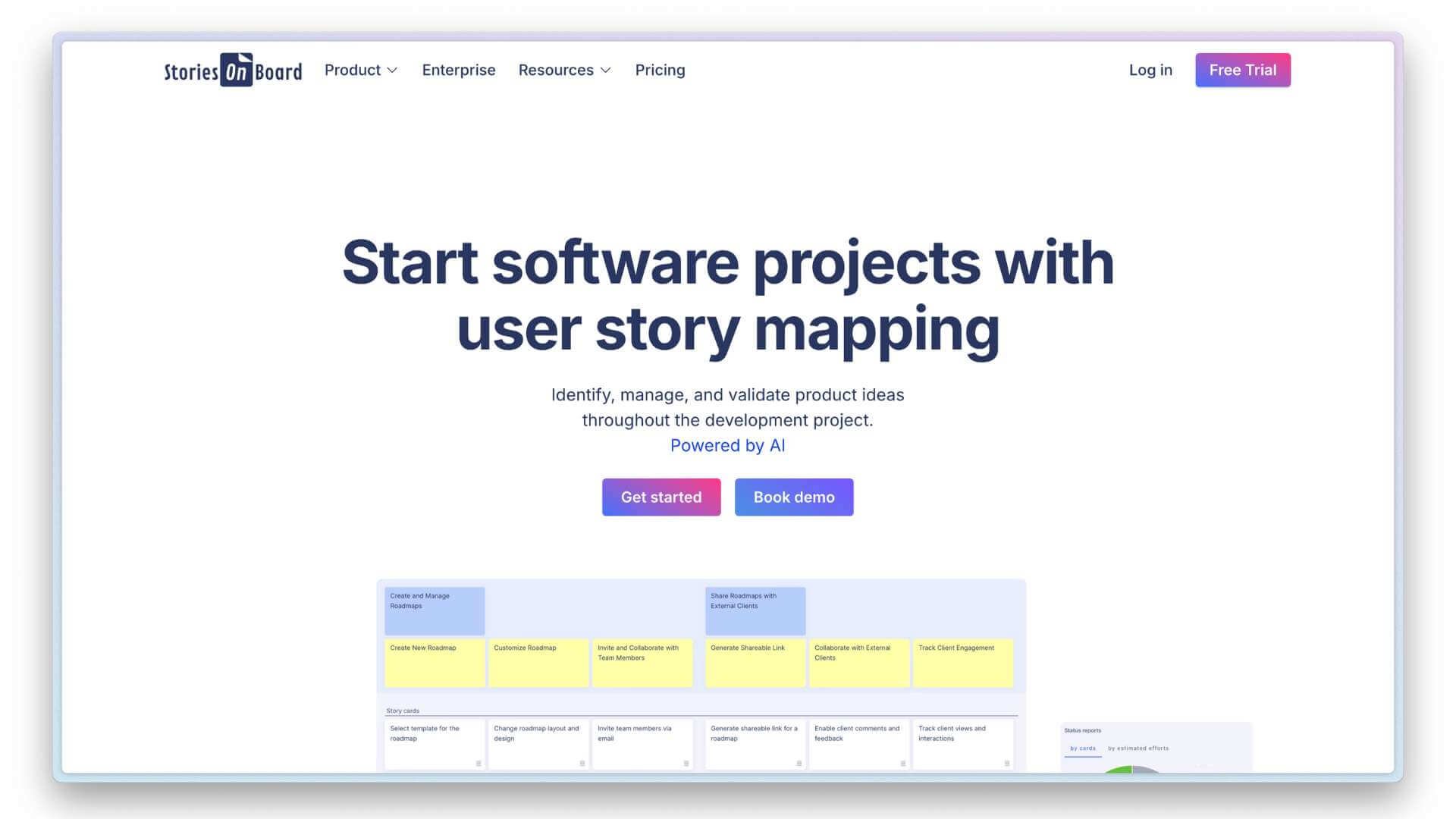 Website view of StoriesOnBoard