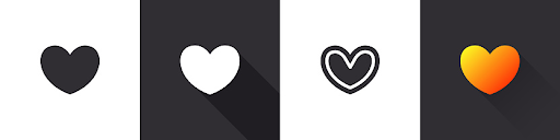 An image of different heart design icons