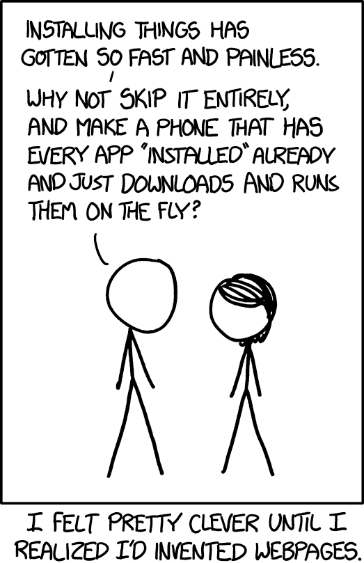 Cartoon showing two people speaking about UX/UI