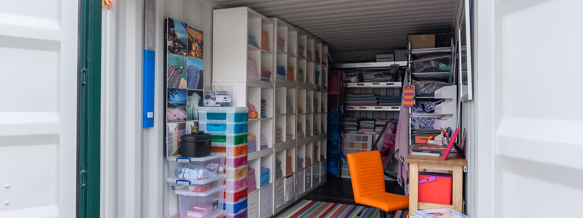 A Safe & Dry storage container full of business inventory items