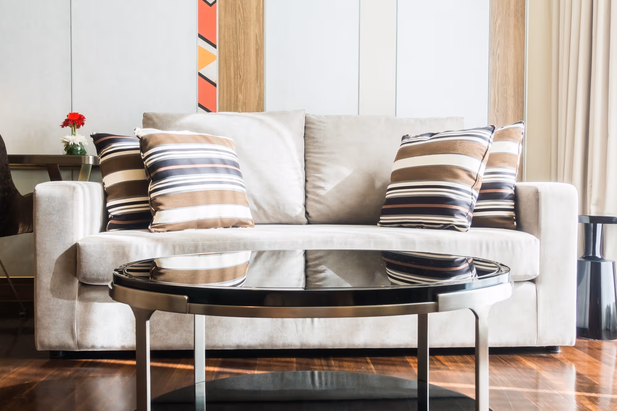 An image showing a coffee table and sofa