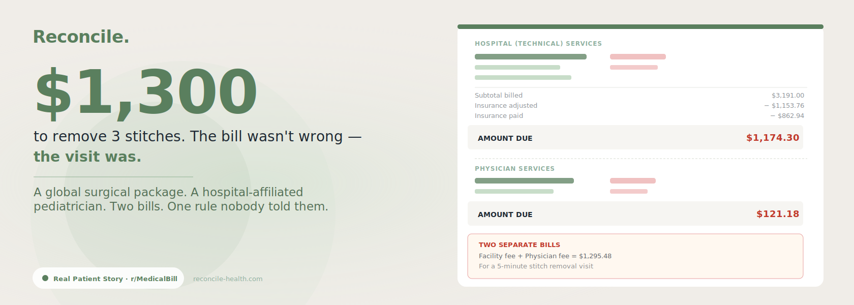 A pediatrician removed 3 stitches in 5 minutes and billed $1,300. The charges were technically correct — but one simple rule could have prevented all of it.