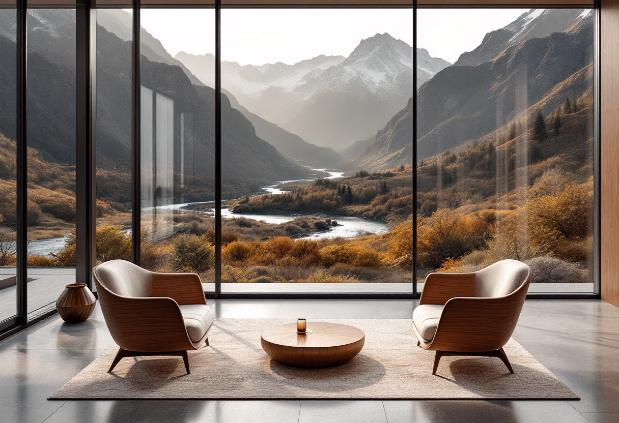 [background image] image of a nature scene visible through office windows (for a personal coach & consultant).