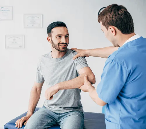 A doctor talking to a patient