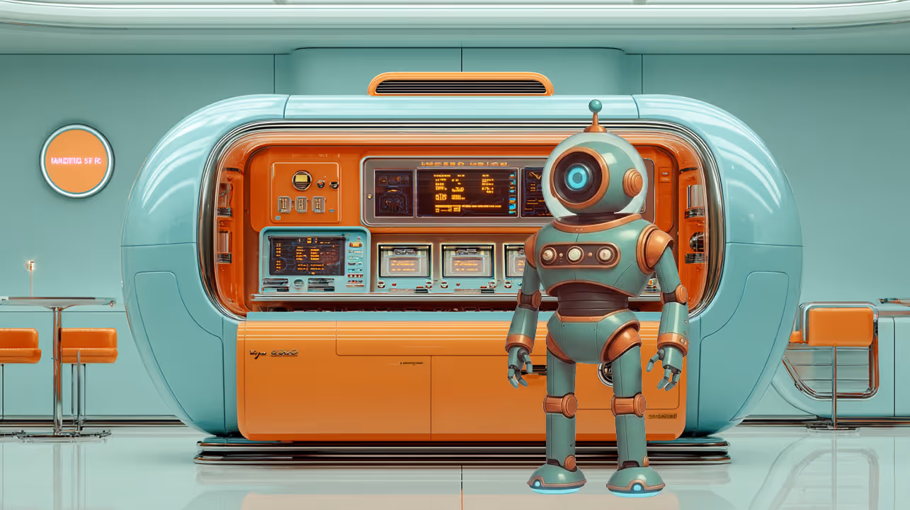 Otto in front a pill shaped control panel