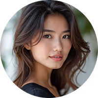 Headshot of a young woman with long brown hair, natural makeup, and a slight smile, wearing a black top.
