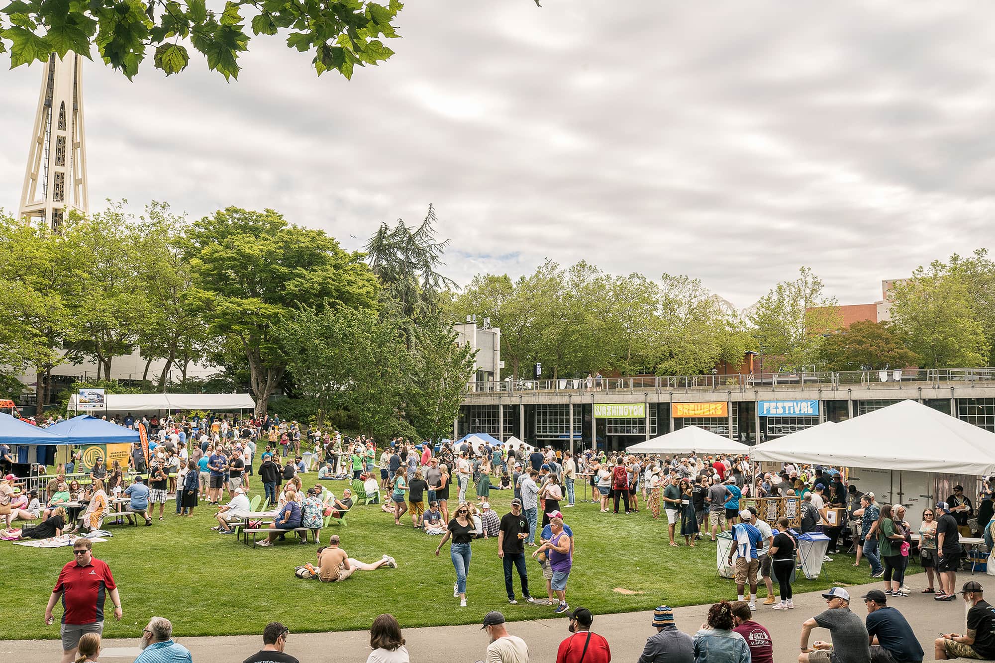 Festival crowd enjoying Washington Brewers Fest on open lawn