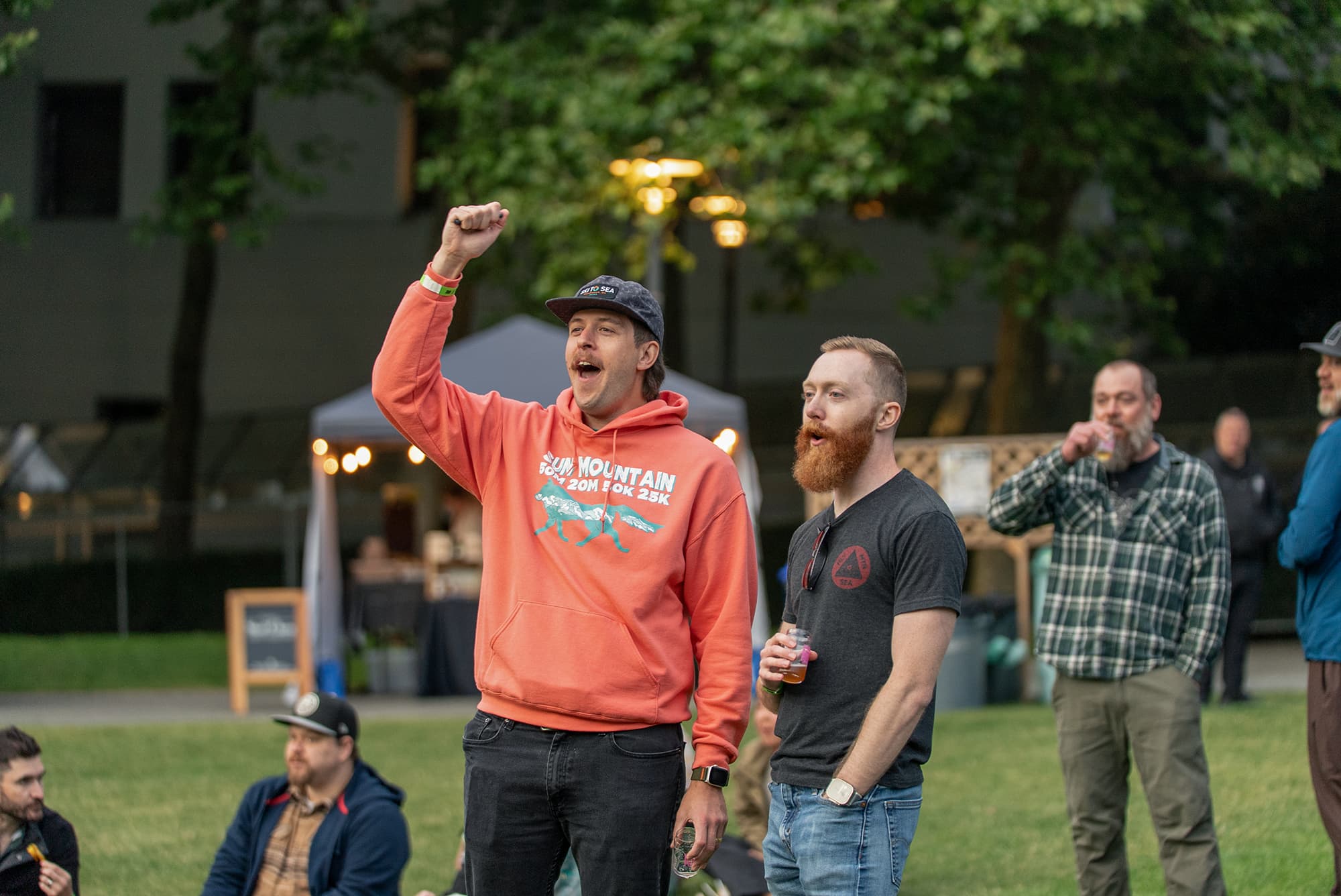 Attendees cheering at Washington Brewers Fest