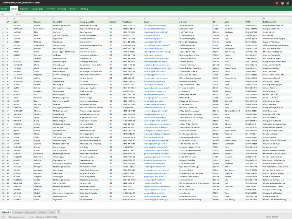 Avant - Base Excel difficile à mettre à jour