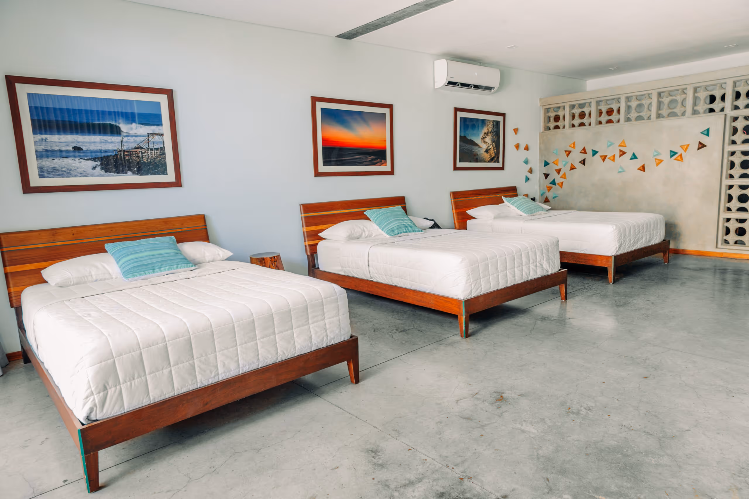 A triple room with three beds