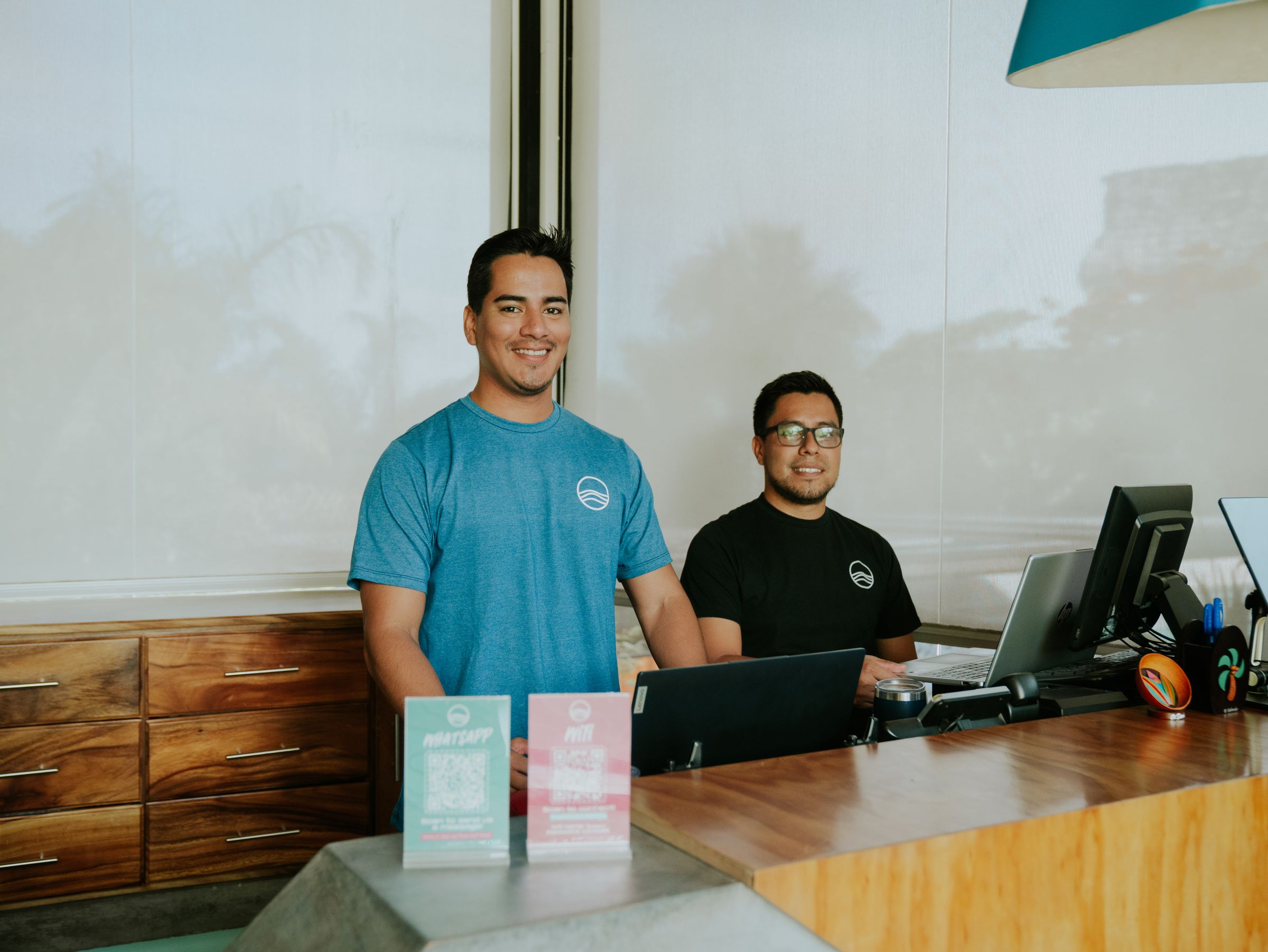 Two members of the Puro Surf team at reception