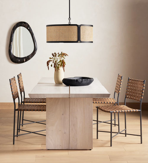 homestead simple dining room wicker chairs