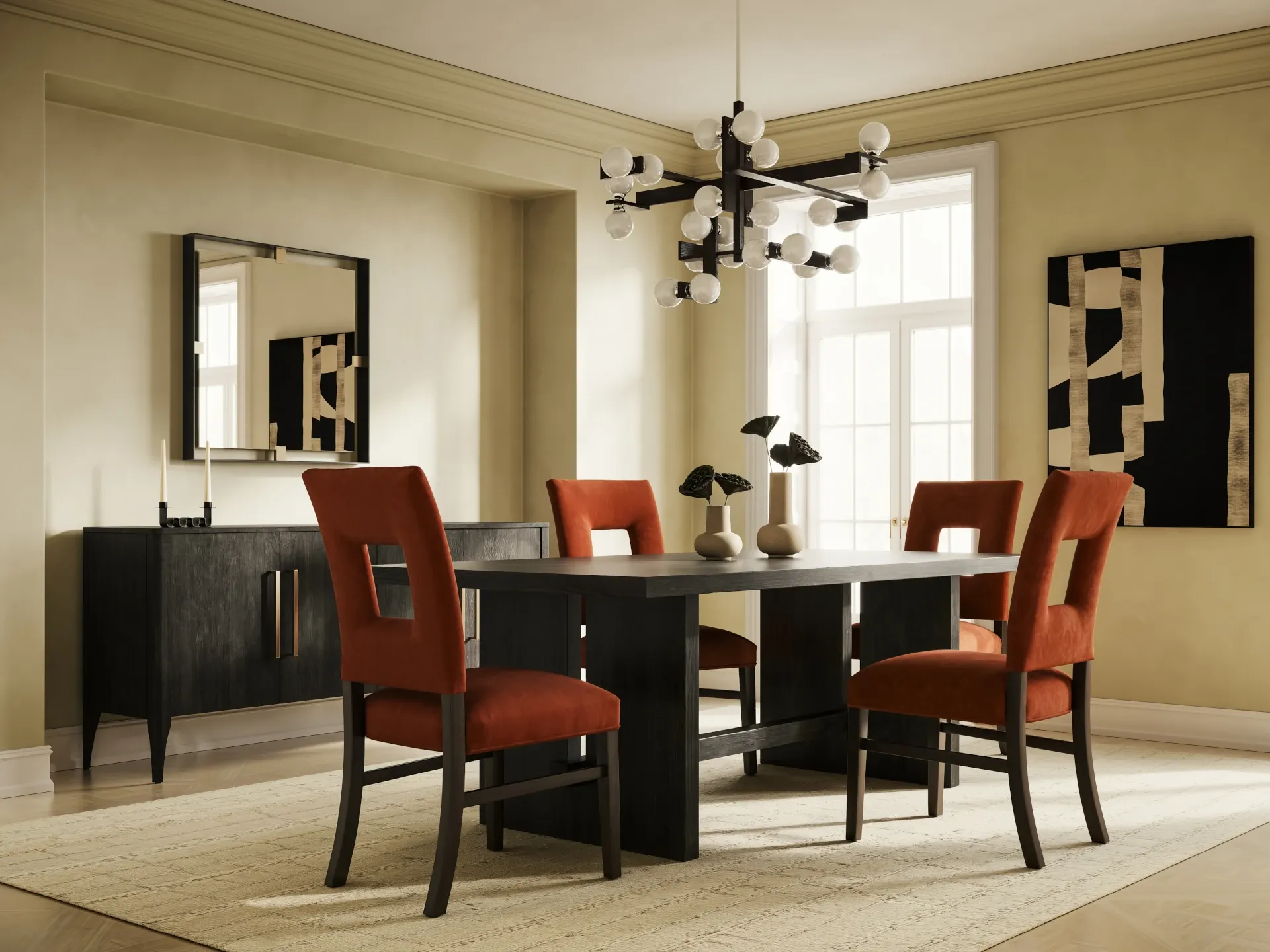 homestead modern dining room with table and chairs