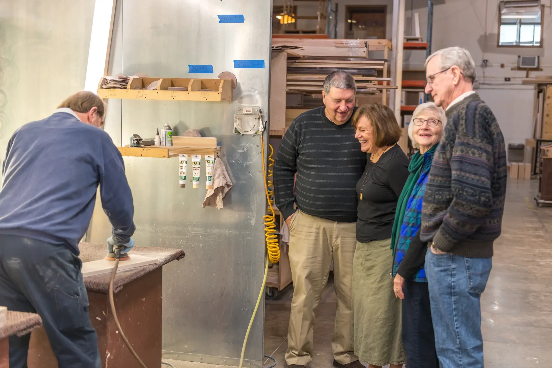 group touring the homestead factory