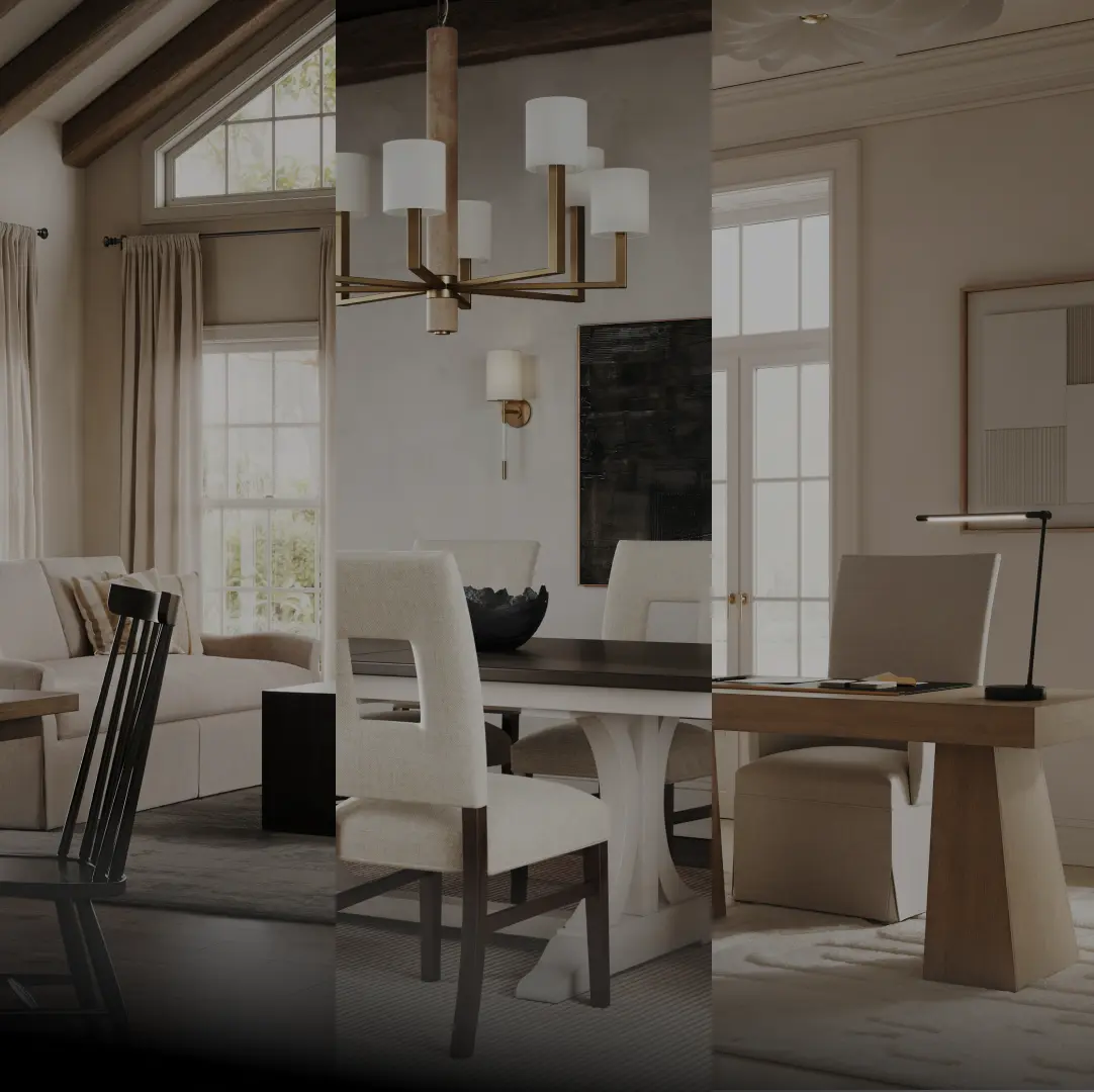 three rooms side by side