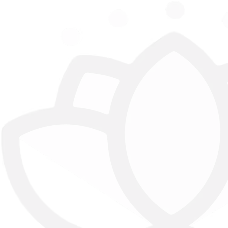 Abstract graphic with a large central rounded leaf shape surrounded by small circles and geometric forms in grayscale.