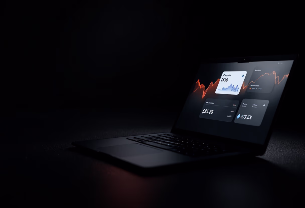 image of mobile device with a financial app interface (for a fintech company)