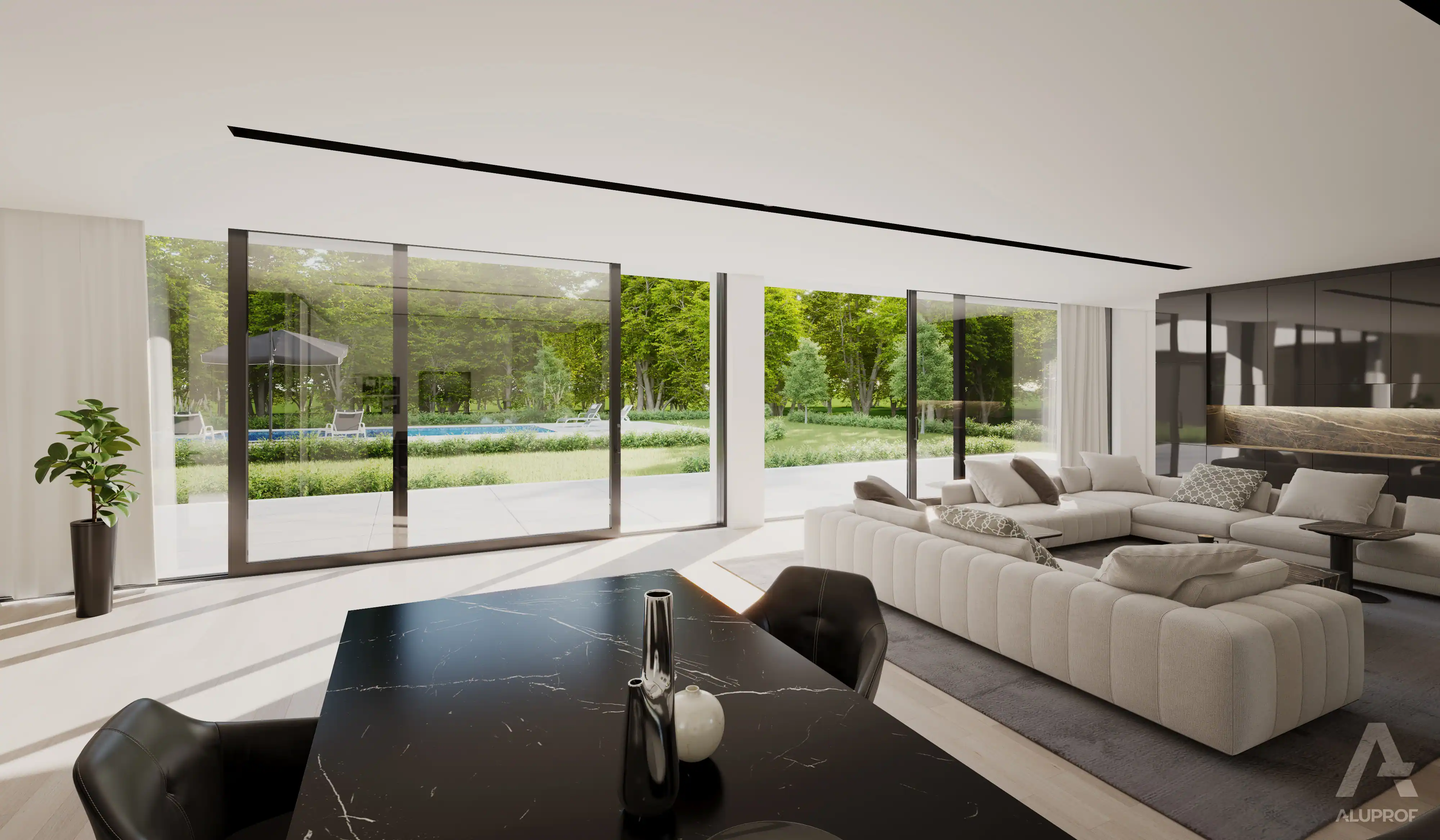 MB-82HS aluminium sliding door system for large glass openings by RA HOUSE