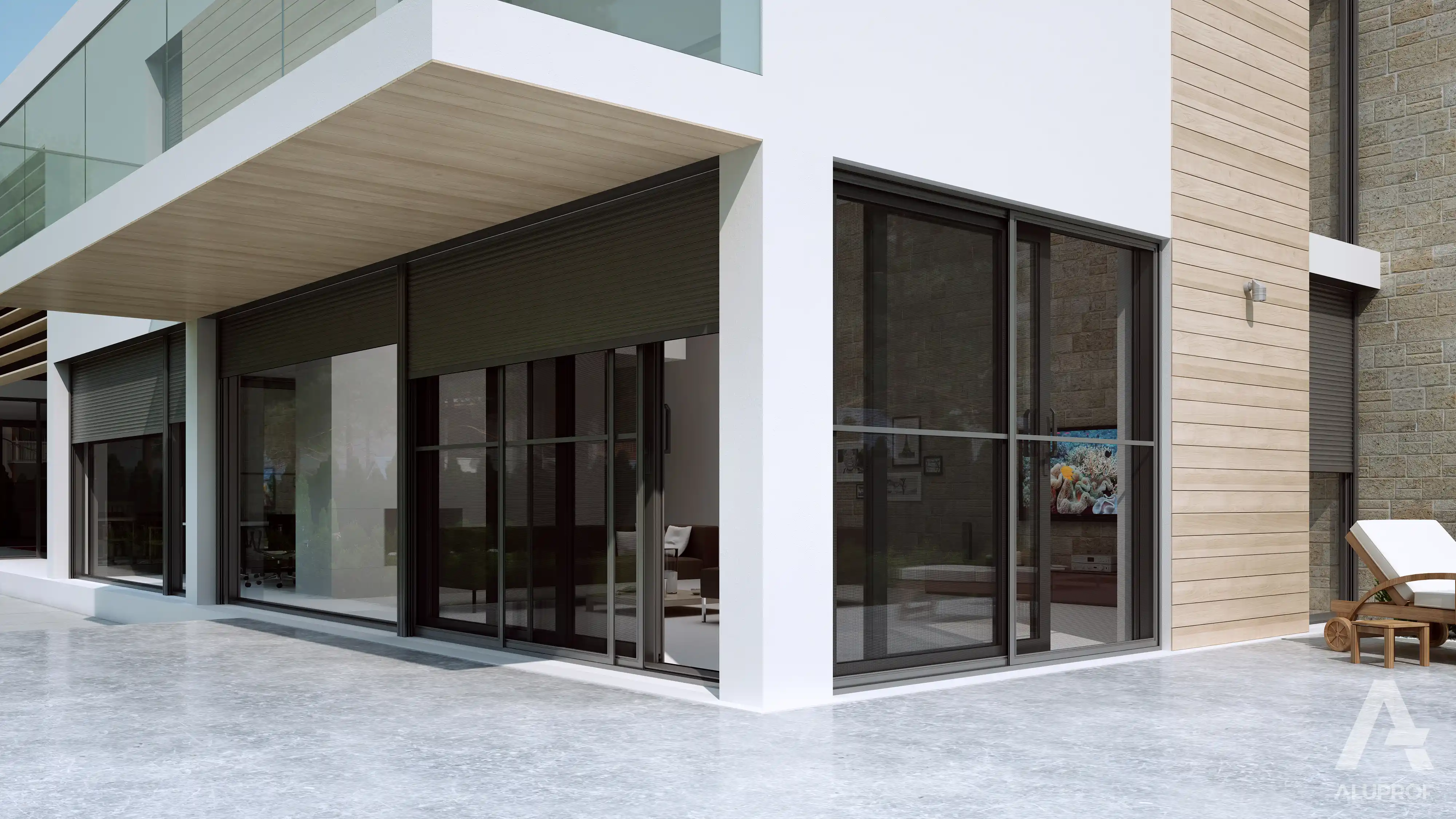 Aluprof front mounted roller shutters sun shading system RA HOUSE